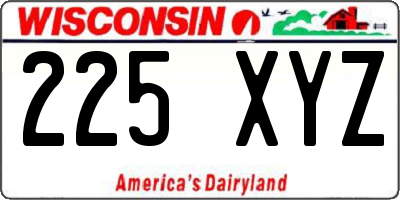WI license plate 225XYZ