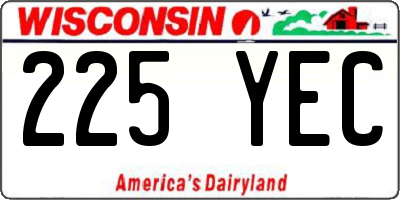 WI license plate 225YEC