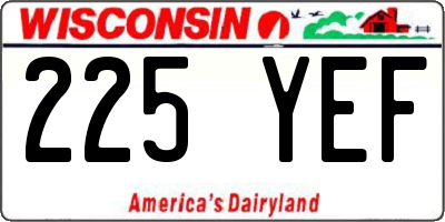 WI license plate 225YEF