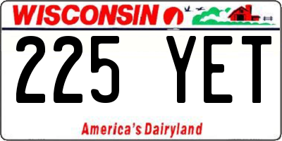 WI license plate 225YET