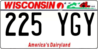 WI license plate 225YGY
