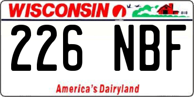WI license plate 226NBF