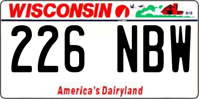 WI license plate 226NBW