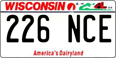 WI license plate 226NCE