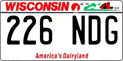 WI license plate 226NDG
