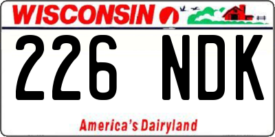 WI license plate 226NDK