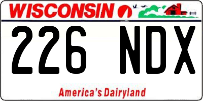 WI license plate 226NDX