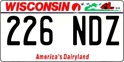 WI license plate 226NDZ