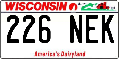 WI license plate 226NEK