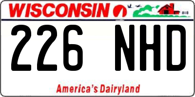WI license plate 226NHD