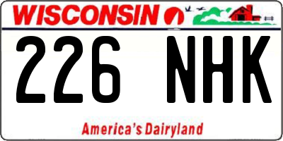 WI license plate 226NHK