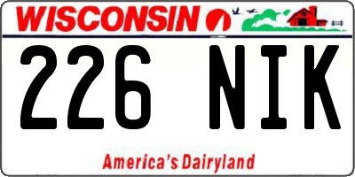 WI license plate 226NIK