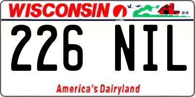 WI license plate 226NIL
