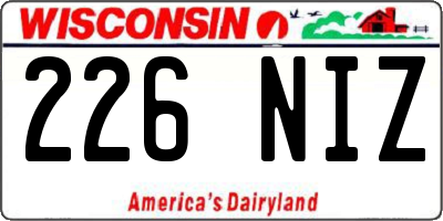 WI license plate 226NIZ