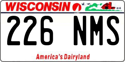 WI license plate 226NMS