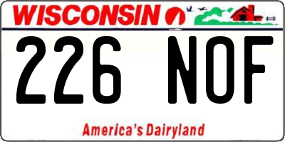 WI license plate 226NOF