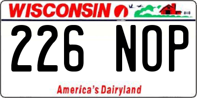 WI license plate 226NOP