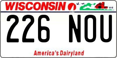WI license plate 226NOU