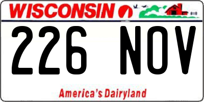 WI license plate 226NOV
