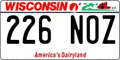 WI license plate 226NOZ
