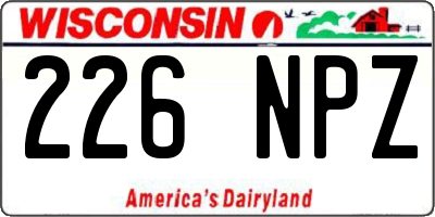 WI license plate 226NPZ