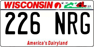 WI license plate 226NRG