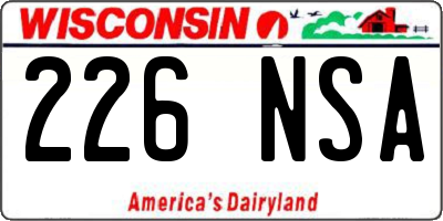 WI license plate 226NSA