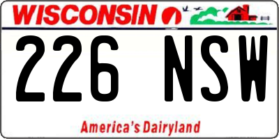 WI license plate 226NSW