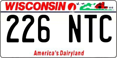 WI license plate 226NTC