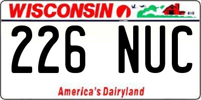 WI license plate 226NUC