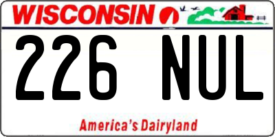 WI license plate 226NUL