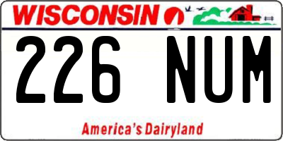WI license plate 226NUM