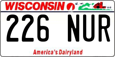 WI license plate 226NUR