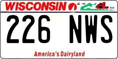 WI license plate 226NWS