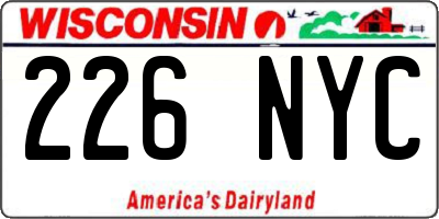 WI license plate 226NYC