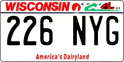 WI license plate 226NYG