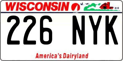 WI license plate 226NYK
