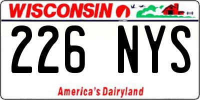 WI license plate 226NYS