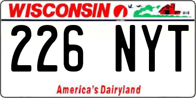 WI license plate 226NYT