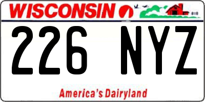 WI license plate 226NYZ