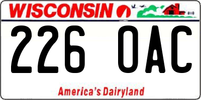 WI license plate 226OAC