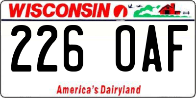 WI license plate 226OAF