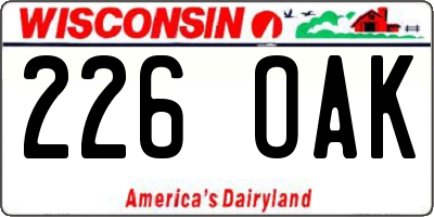 WI license plate 226OAK