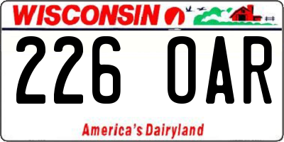 WI license plate 226OAR