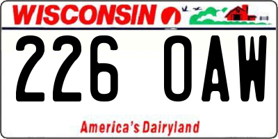 WI license plate 226OAW