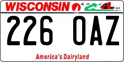 WI license plate 226OAZ