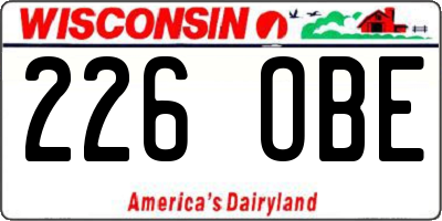 WI license plate 226OBE