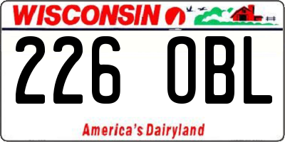 WI license plate 226OBL