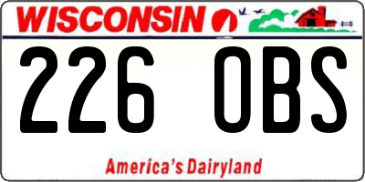 WI license plate 226OBS