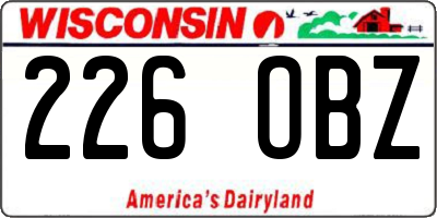 WI license plate 226OBZ